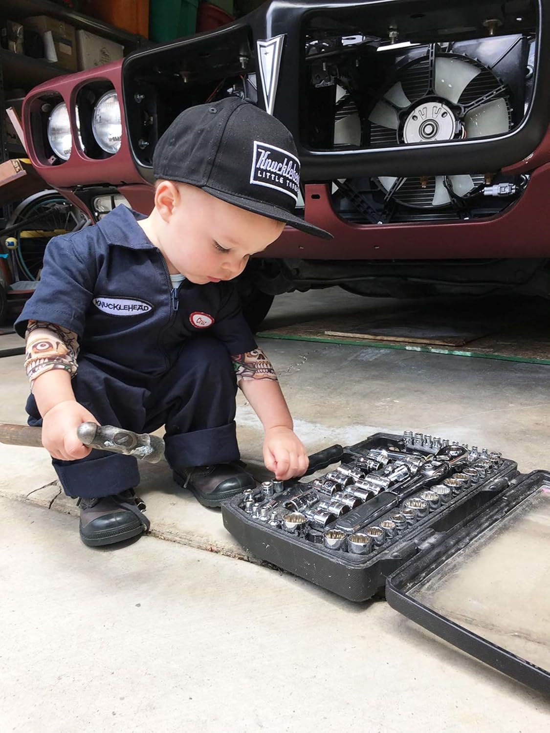 Born to Love Knuckleheads Kids Monkey Coverall Mechanic Photoshoot Overall for Boys & Girls Jumpsuit Baby Outfit