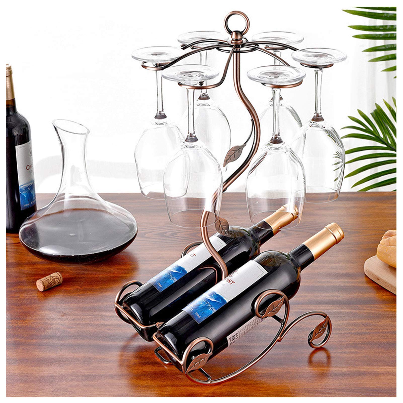 Casier à vin de comptoir debout libre en métal robuste au design élégant pour salon
