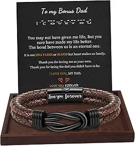 Gifts for Men Leather Bracelet Brown Braided Forever I Love You Gifts for Him Infinity Cuff Bracelets Birthday Gifts for Boyfriend Son Grandson Husband Dad Mens Fathers Day Gift