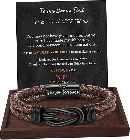 Gifts for Men Leather Bracelet Brown Braided Forever I Love You Gifts for Him Infinity Cuff Bracelets Birthday Gifts for Boyfriend Son Grandson Husband Dad Mens Fathers Day Gift