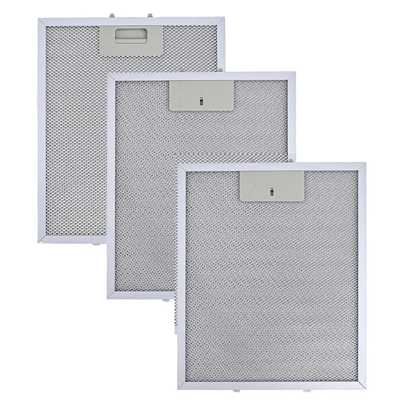 Compatible con RANGEMASTER, juego de 3 filtros de grasa de aluminio, piezas de campana extractora de metal plateado de 300x250 mm