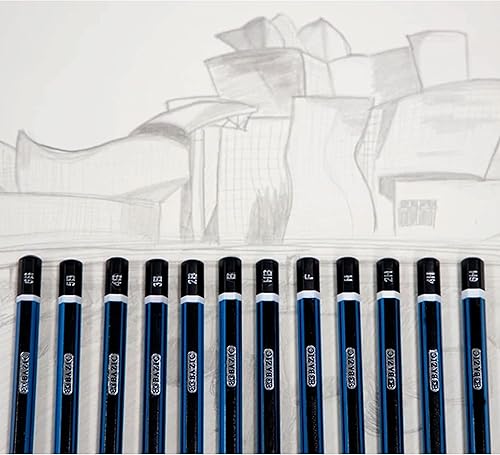 Juego de 24 lápices graduados para artistas, con rango de dibujo de grafito, 6B a 6H