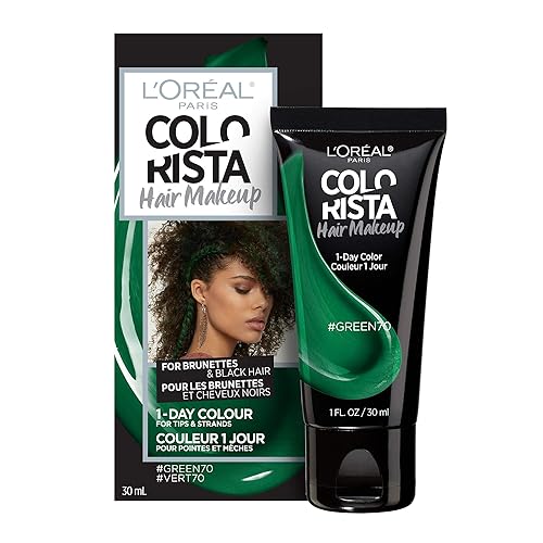 L'Oreal Paris - Maquillaje temporal para el cabello de 1 día para morenas, verde 70, 1 onza líquida