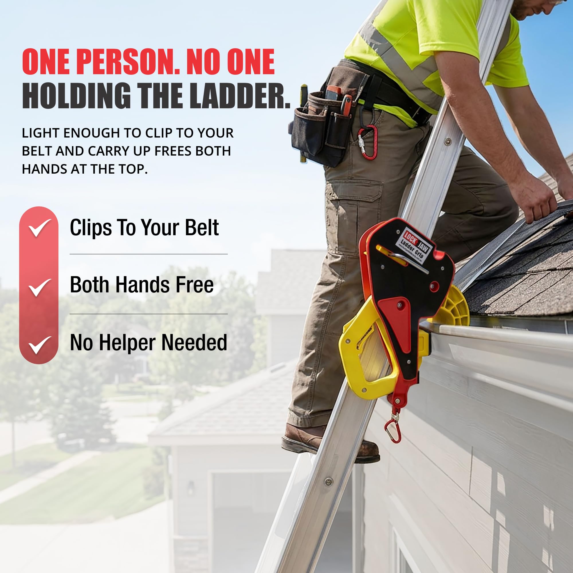 Lock Jaw Ladder Grip - Ladder Safety Clip - Feel Secure on Your ladders and Climb Safer (Pack of 1)