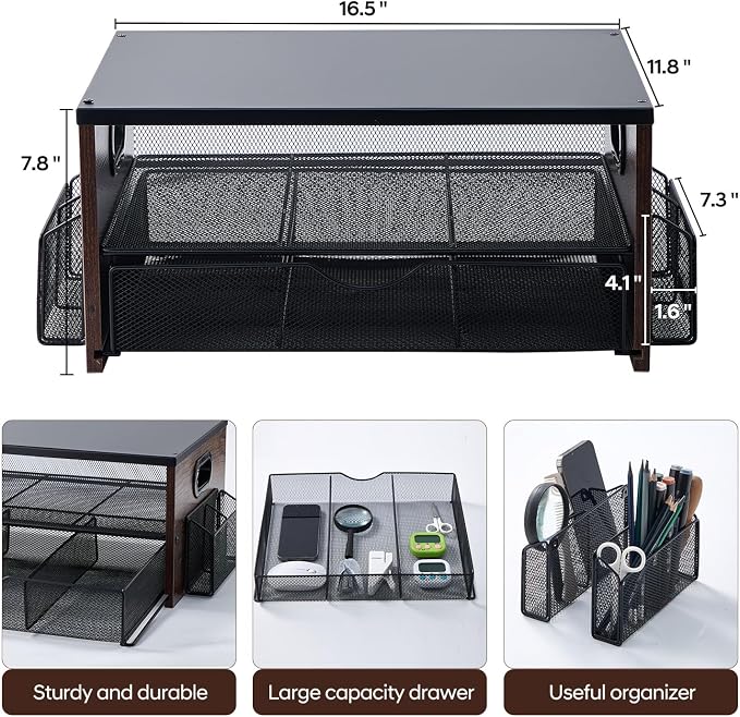 Soporte para impresora de escritorio con almacenamiento 2 niveles miniatura 2