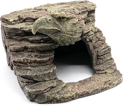 Miniatura 8 de Decoraciones de acuario de águila, escondite de escalada en cuevas de reptiles, decoración de pecera de piedra de resina para peces Betta,