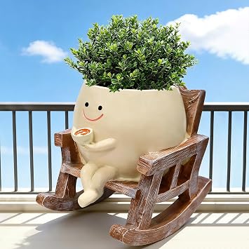 Smiley Face Planter Pot,Cute Plant Pots for Indoor Outdoor with Drainage Hole,Unique Funny Flower Pot for Succulents,Plant Gifts for Mothers Day, Birthday, Christmas