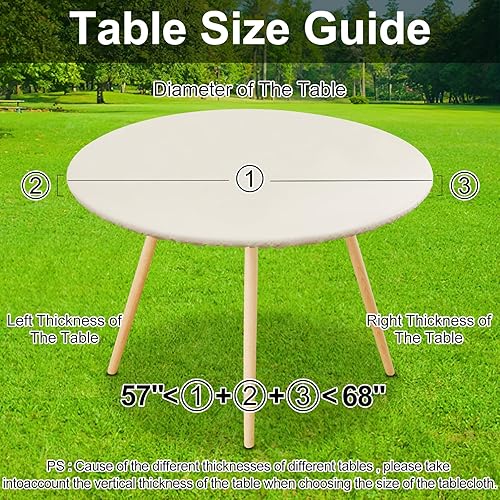 Miniatura 194 de Smiry - Mantel redondo de vinilo ajustable con bordes elásticos y parte trasera de franela, mantel de vinilo impermeable, lavable, diseño enrejado