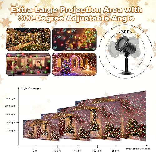 Miniatura 4 de Proyector de luces de Navidad al aire libre, decoraciones de Navidad impermeables, proyector de luces LED con temporizador de control remoto, luz de