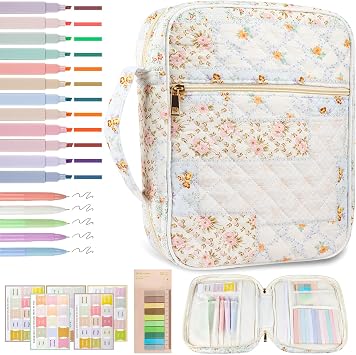 Bible Cover Case for Women, Large Bible Cover with Durable Handle and Zippered Pocket, Quilted Bible Carrying Case for Girls, Bible Holder with Study Supplies Accessories Christian Gifts for Women