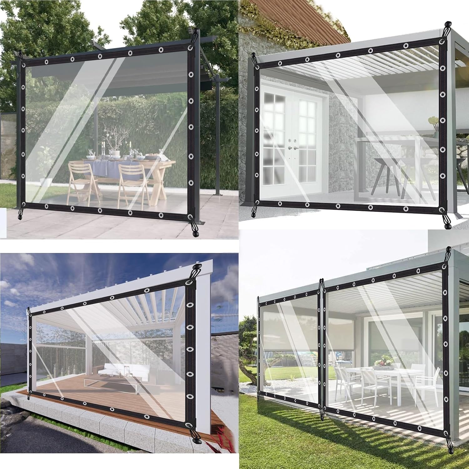 Clear Tarp Patio Waterproof Greenhouse Plastic Cover with Grommets Transparent Outdoor Tarps Curtains for Porch, Deck, Balcony, Pergola(3'x5'(1x1.5.0m))