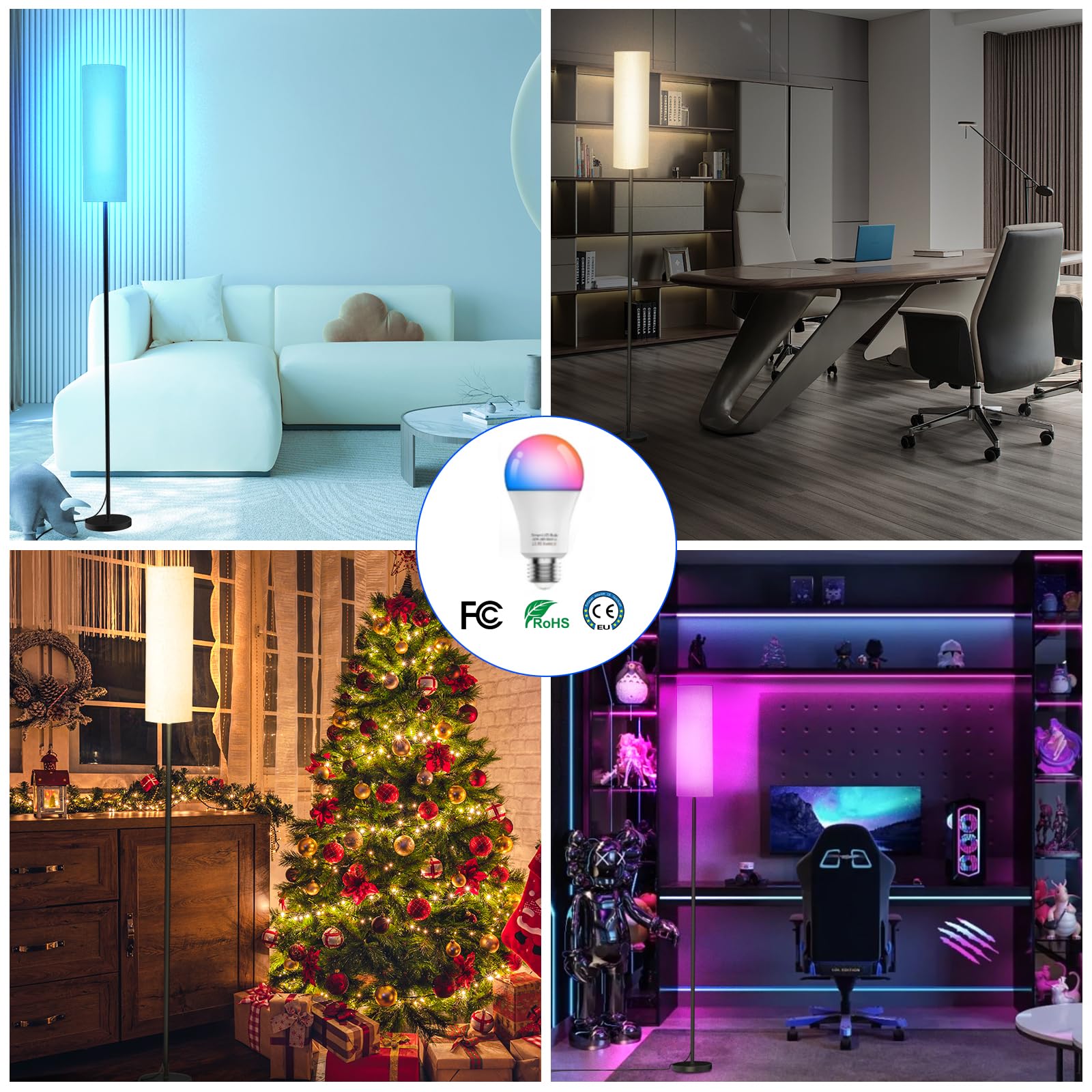 FRIDEKO HOME Stehlampe Wohnzimmer Modern RGB Dimmbar Smart Standleuchte mit Fernbedienung Musikmodus Schwarz-Sockel für Büro Schlafzimmer
