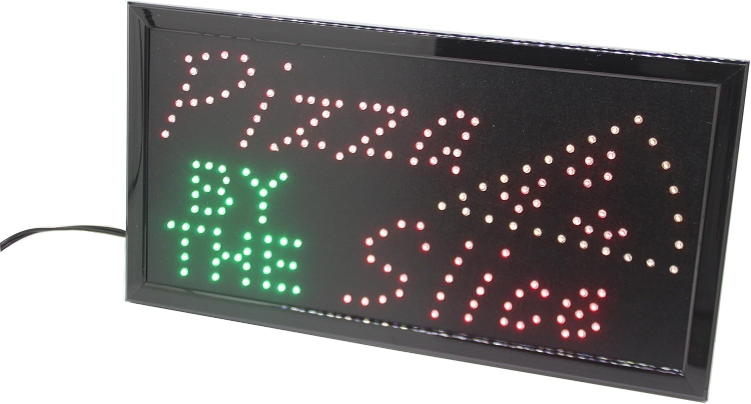FixtureDisplays® "Pizza by The Slice" Animated LED Sign with Hanging Chain 16965-NPF