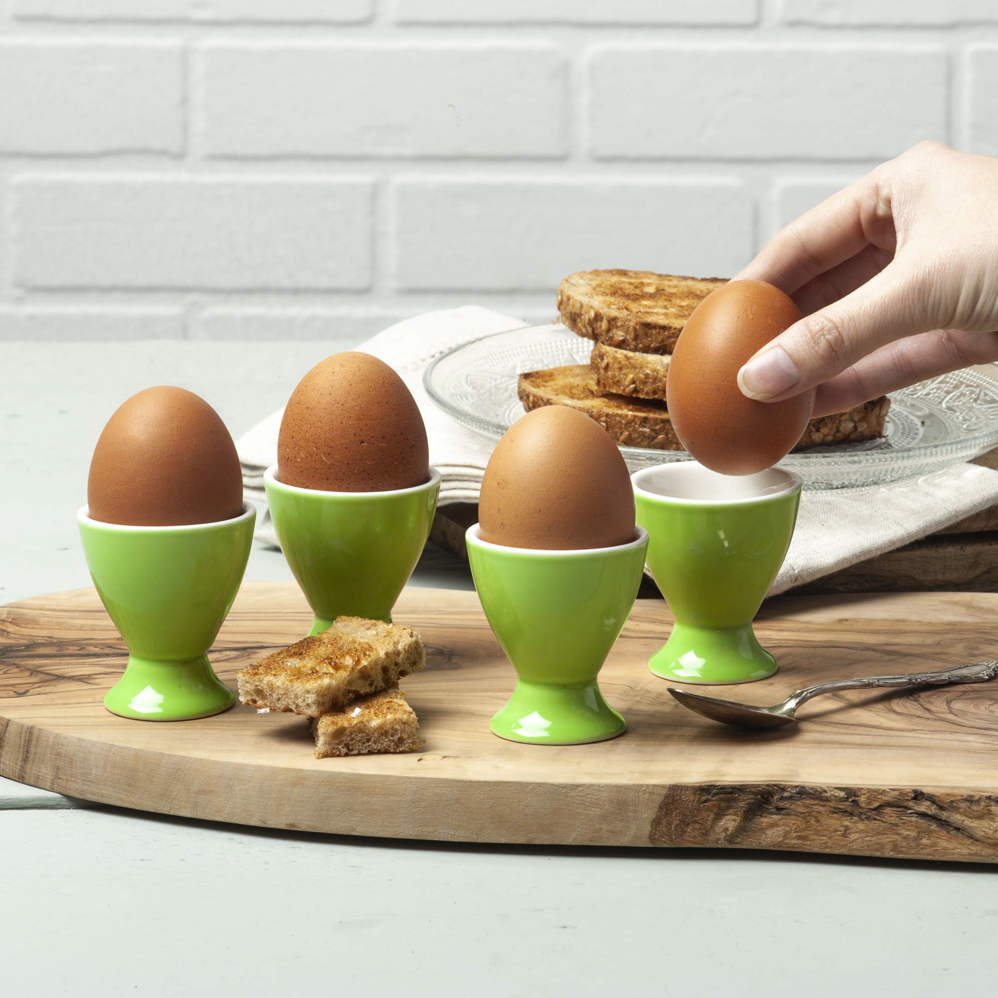WM Bartleet & Sons 1750 TSET95 Traditional Porcelain Set of 4 Single Egg Cups - Green - Image 2