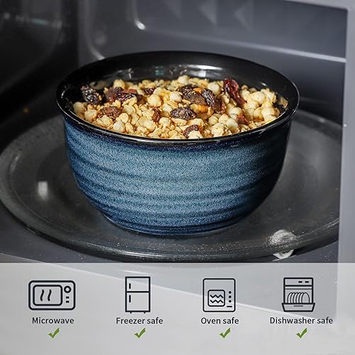 Miniatura 5 de Hasense Juego de 6 cuencos de cerámica para cereales de 20 onzas para sopa de cereales, para sopa de cereales, arroz, pasta, ensalada, avena, aptos