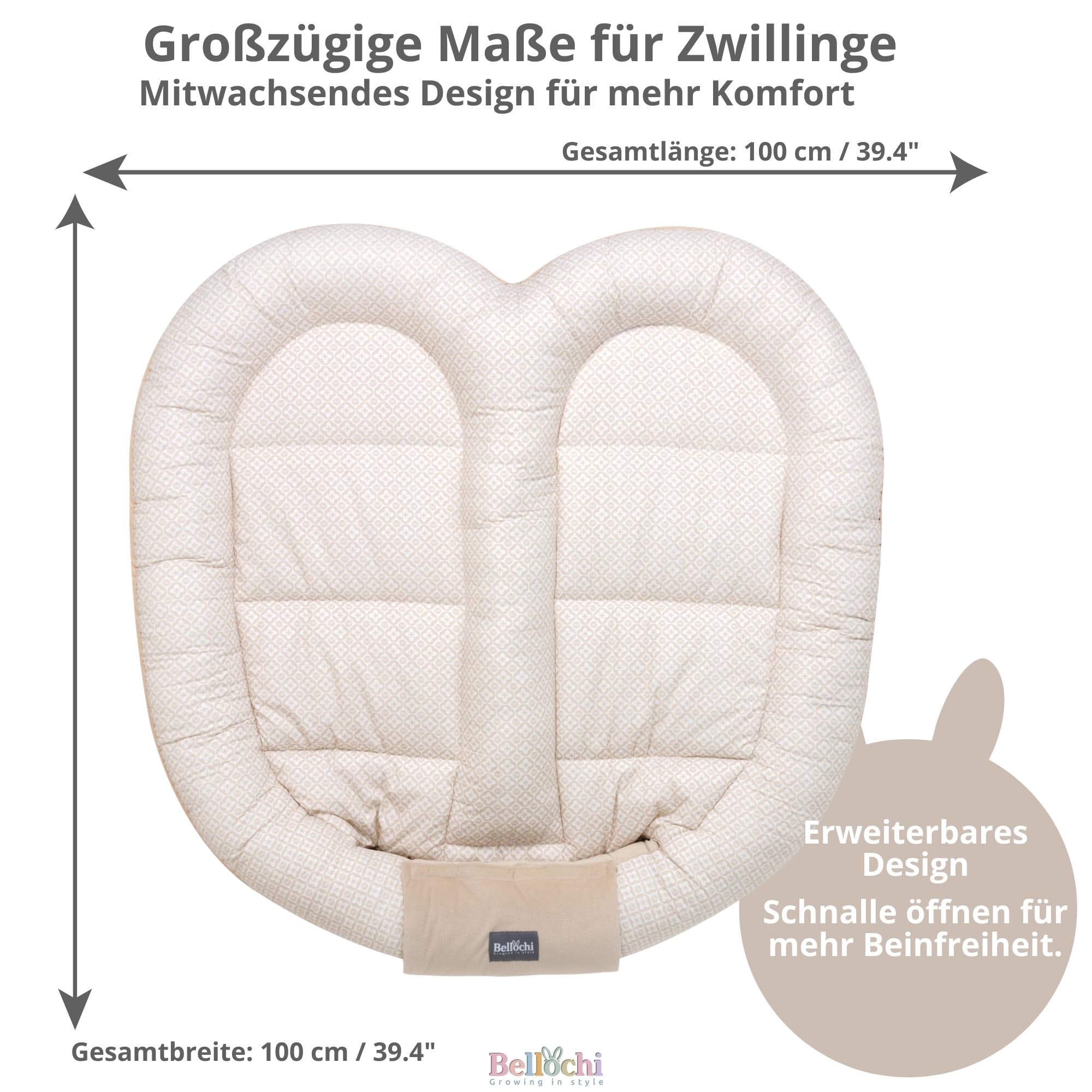 Bellochi Zwillingsbaby-Kokon | Infant Nest 100x100 cm | Babynestchen | Babynest Kuschelnest | Babynest | LUX Collection