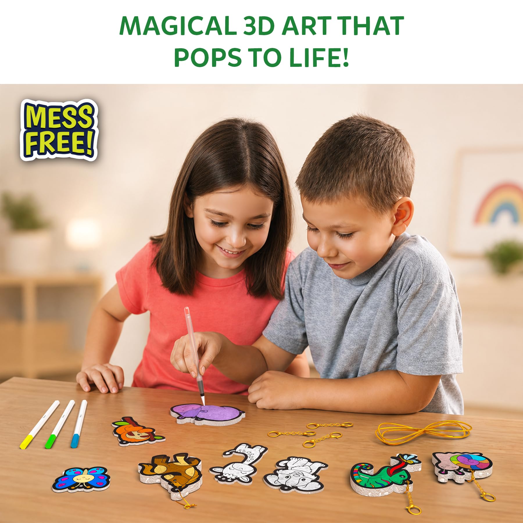 Skillmatics Aqua Puffs - 3D Art Kit, Animals, Mess-Free Painting Craft for Kids, DIY Colour & Inflate Activity, Travel Toys & Creative Gifts for Girls & Boys Ages 4, 5, 6, 7, 8, 9, 10