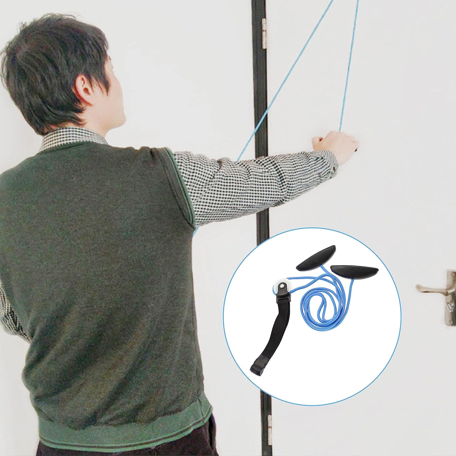 Zlongron pulleys for shoulder rehab over door,Helps promote recovery from surgery and shoulder pain relief，shoulder pulley for physical therapy，therapist choice shoulder pulley over the door (blue)