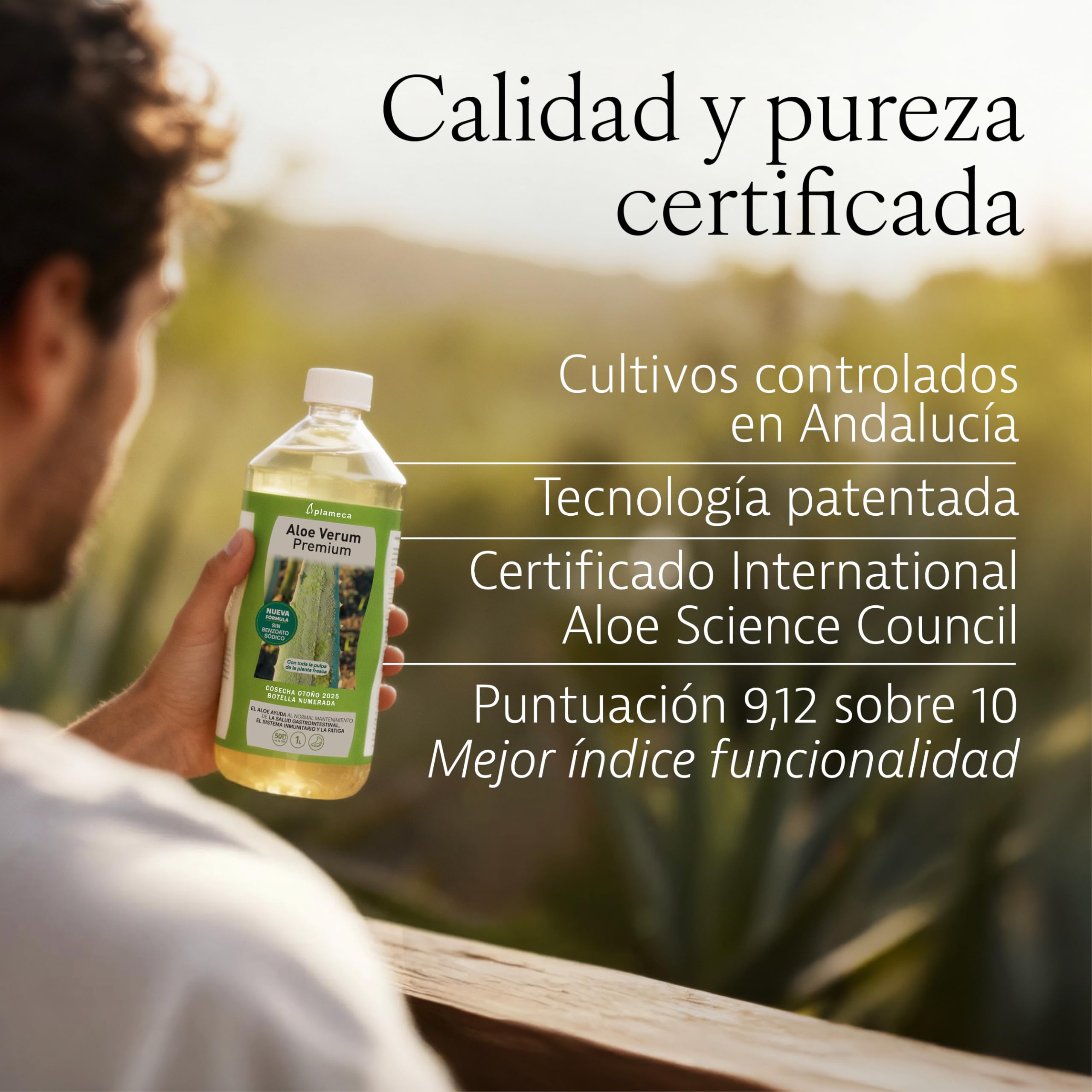 PLAMECA - Aloe Verum Premium, Aloe Vera Bebida, Jugo, Zumo, Sin Pasteurizar, Sin Edulcorantes, en Frío, Ayuda a la Salud Gastrointestinal, el Sistema Inmunitario y ante la Fatiga, Sabor Puro - 1 L