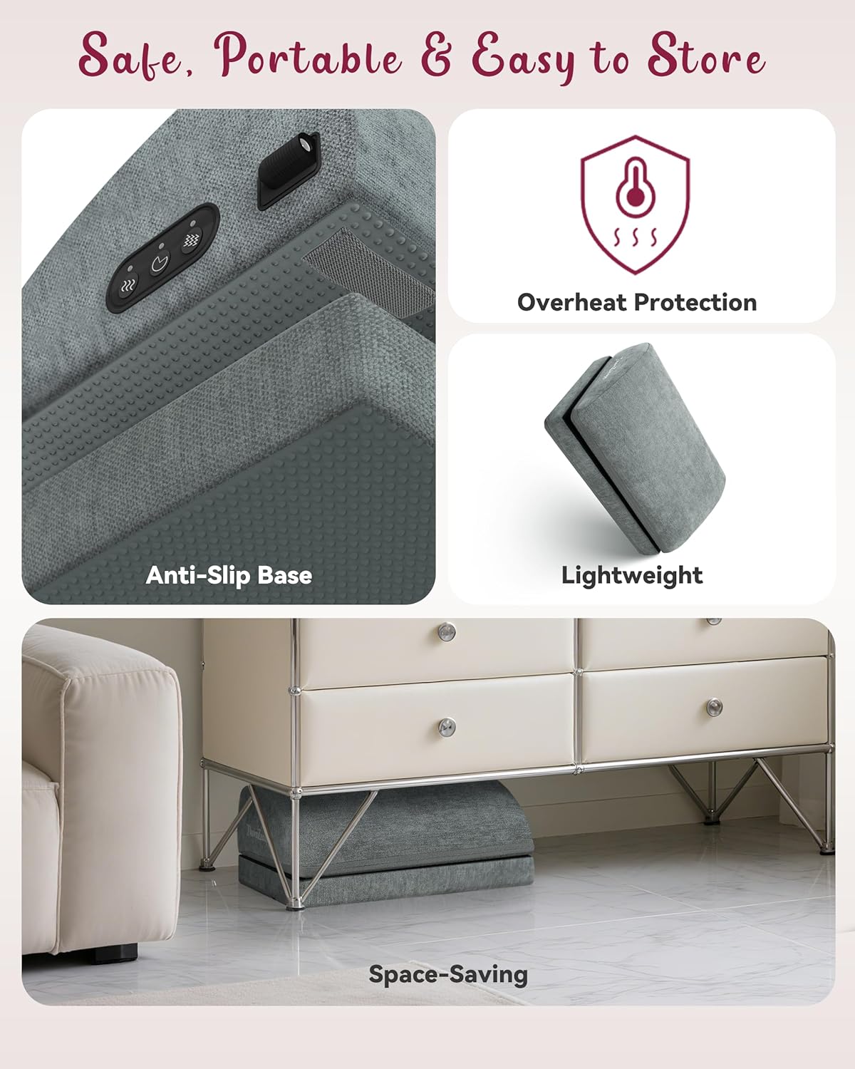 Heated Foot Rest for Under Desk at Work, Foot Stool with Vibration Massage, 2 Heat Levels, Ergonomic Memory Foam Feet Warmer Heater