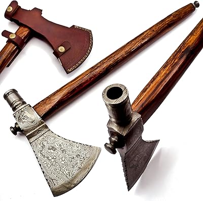 Custom Handmade Damascus Steel Viking Axe with Gorgeous and Solid Wood Handle (Y-17)