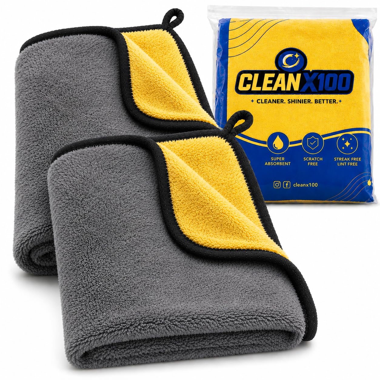 Microfiber Car Cleaning Cloth Turbo Soft 600 GSM (60×40 CM) | Extra Large Ultra-Soft Thick Microfiber Cloth absorb water fast, trap dust, scratch-free drying with suede edging (Pack of 2)-image-43