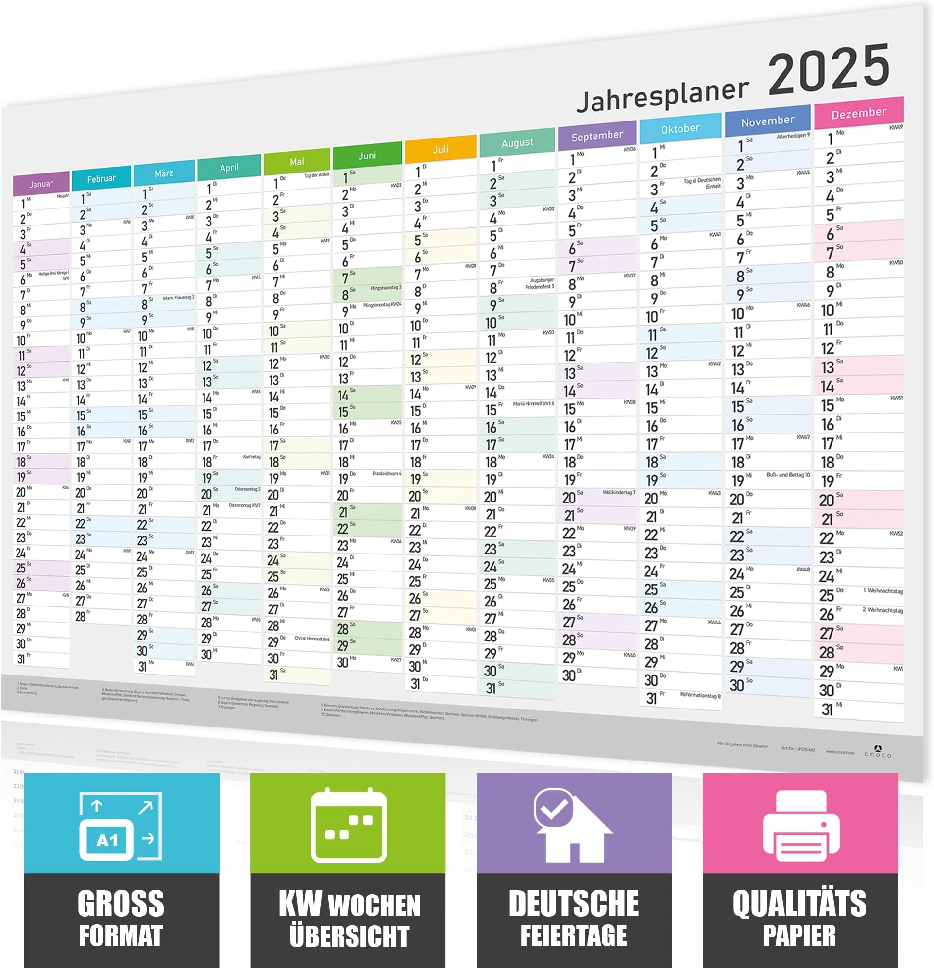 Jahresplaner 2025, Kalender im L- Format DIN A3 (420 x 297 mm