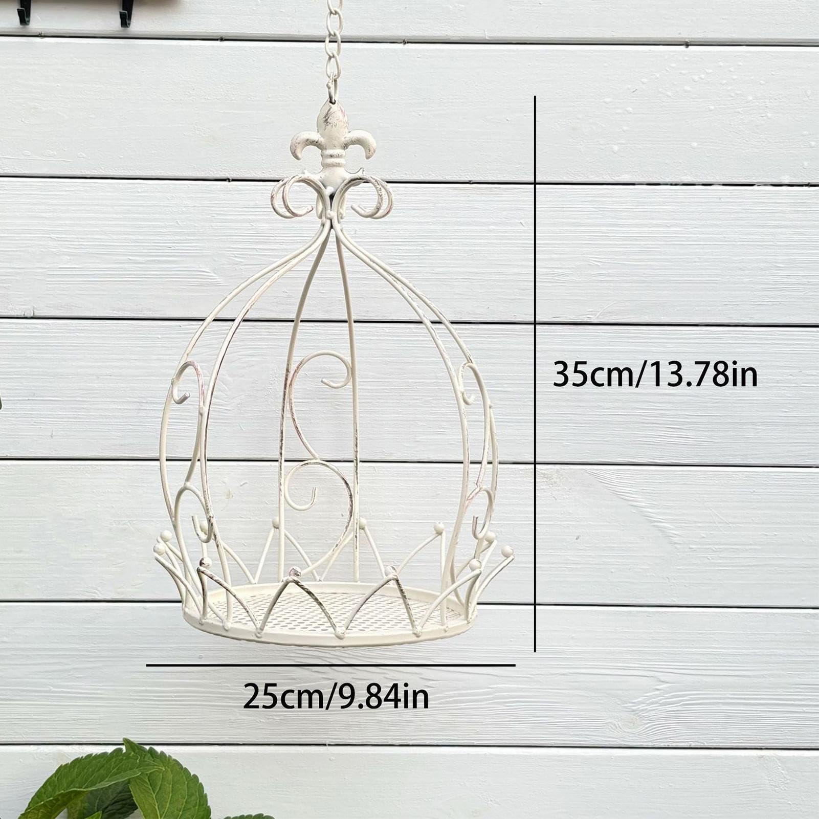 Suspension pour d'intérieur avec chaîne et panier décoratif en métal