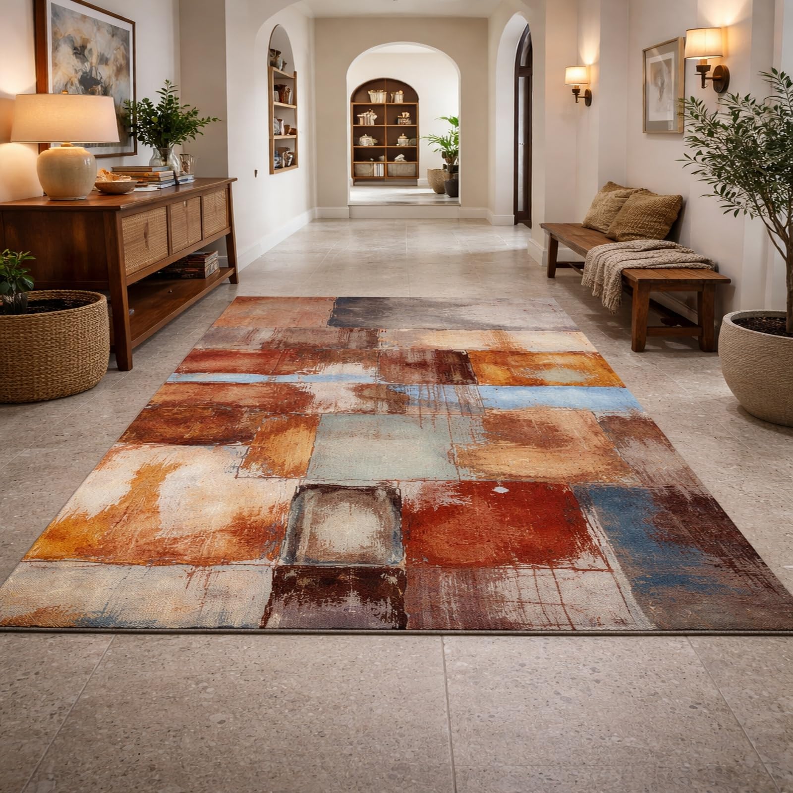 Rug for living room : tapis de salon multicolore gris bleu 120x200