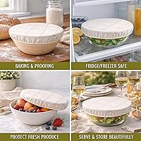 Vista 6 de Nectar & Nest Fundas reutilizables para cuencos para fermentar pan (2 grandes) - Fundas para cuencos de cera de abejas reutilizables, 100% algodón