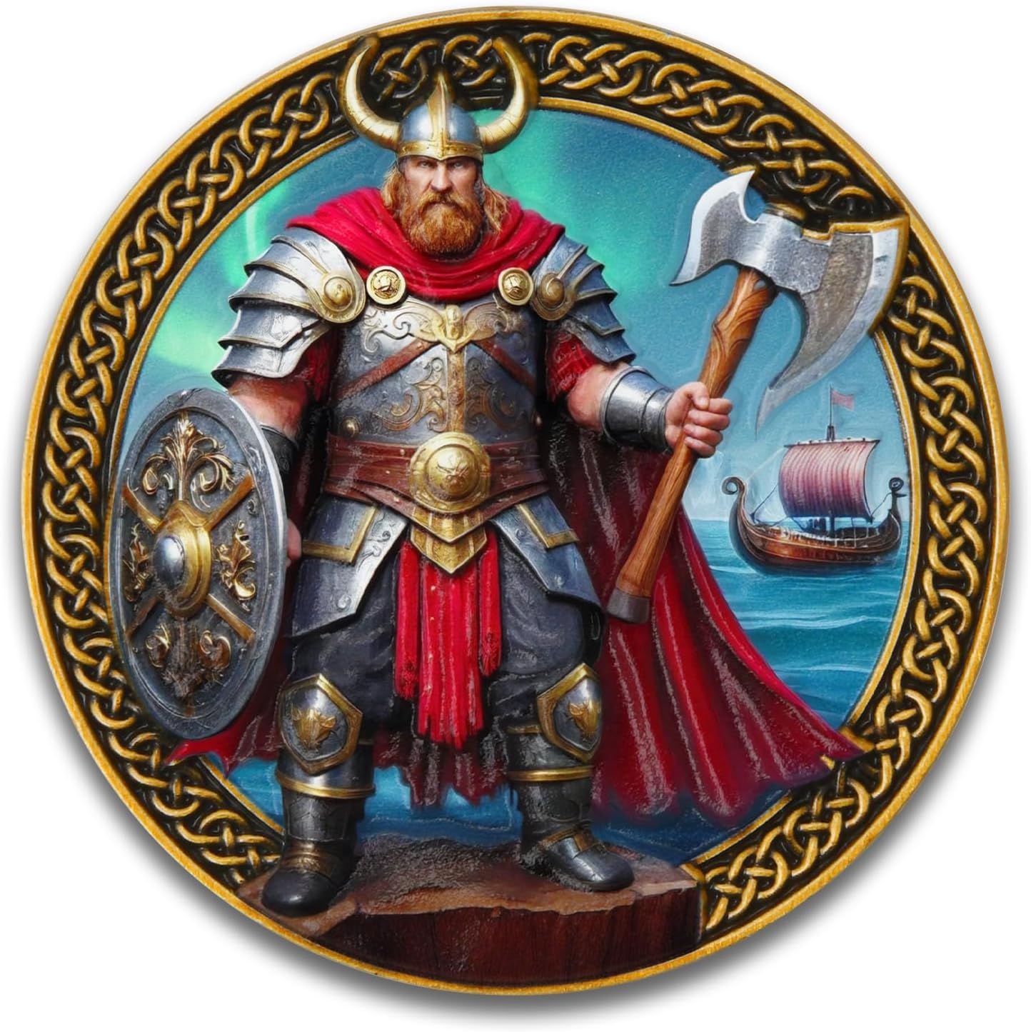 Viking Warrior Challenge Coin, Metal Sword Shield Decor, Ancient Norse Mythology Inspired, Durable Zinc Alloy Collectible Badge, Unique Gift for History Enthusiasts
