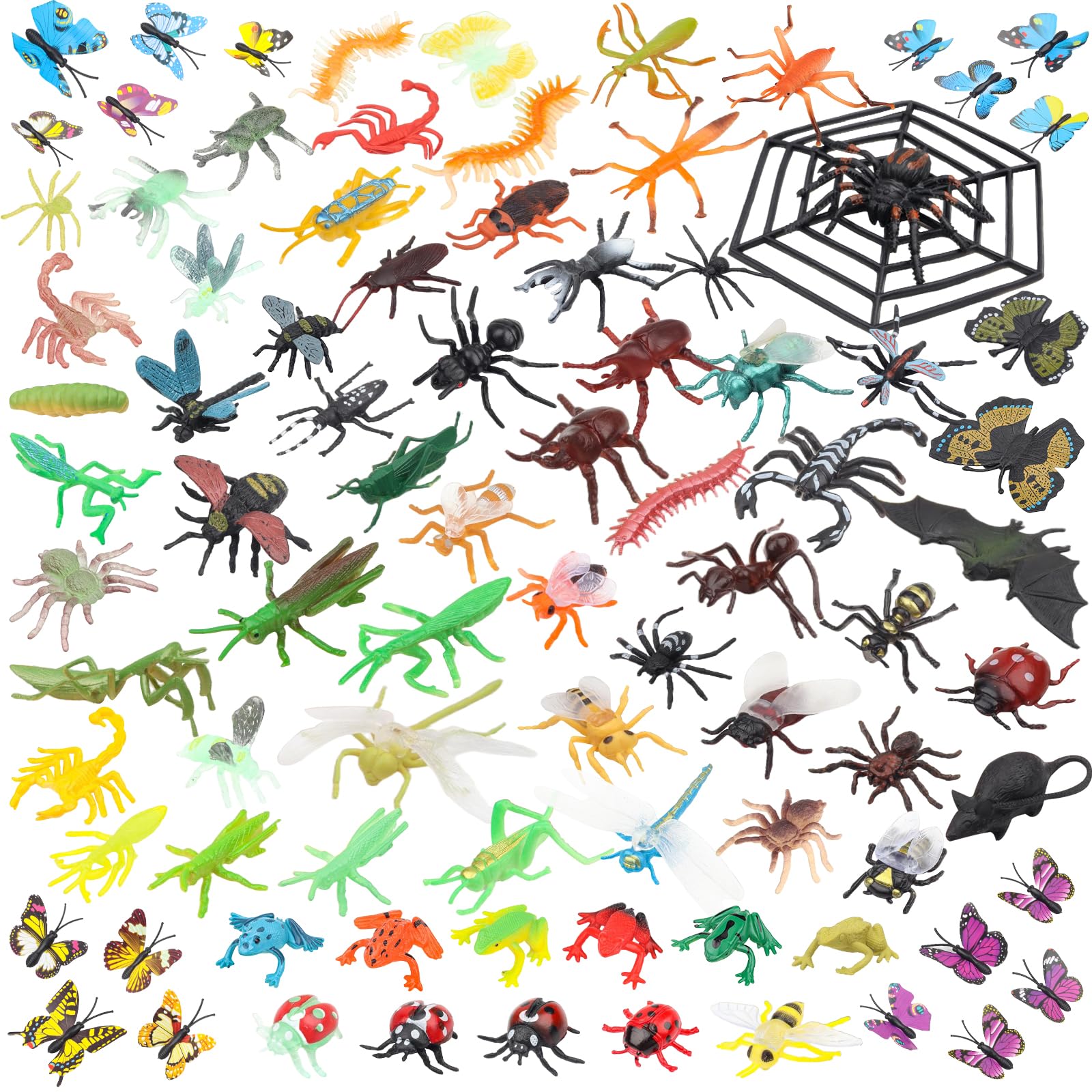 DOITEM 88PCS Mini Bug Toys Fake Plastic Bugs and Insects for Kids Toddler Halloween Birthday Party Favors Easter Valentines Basket Stuffers Goodie Bag Fillers April Fool's Day Prank Gifts