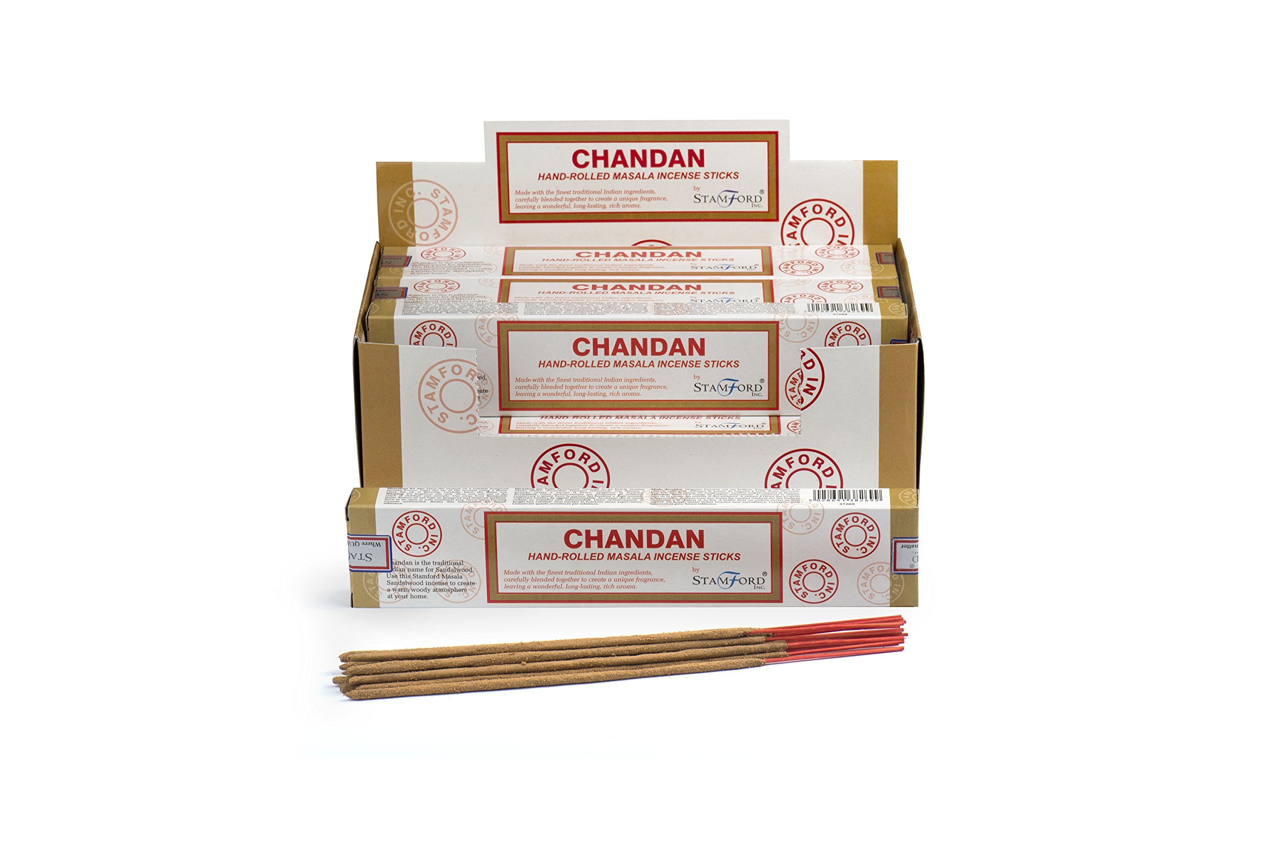 Stamford London 37269 Chandan Traditional Masala Incense, 15 Sticks x 12 Packs, Black, One Size