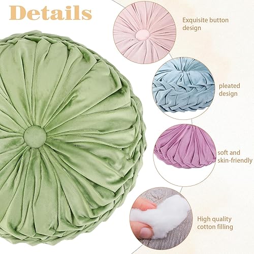 Miniatura 3 de Yerliker 6 cojines de suelo redondos de terciopelo de 15 pulgadas, cojines flexibles de colores, almohadas alternativas para sofá, silla, sala de