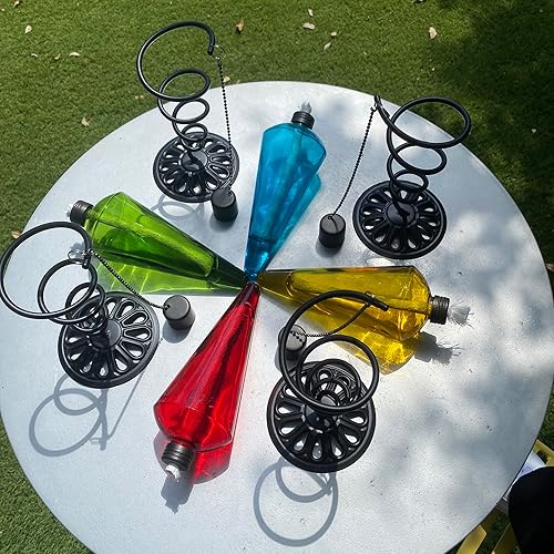 Miniatura 7 de Westcharm Recipiente de vidrio de repuesto para antorcha de jardín de 8 pulgadas con mecha de fibra de vidrio y apagador de metal solamente, color