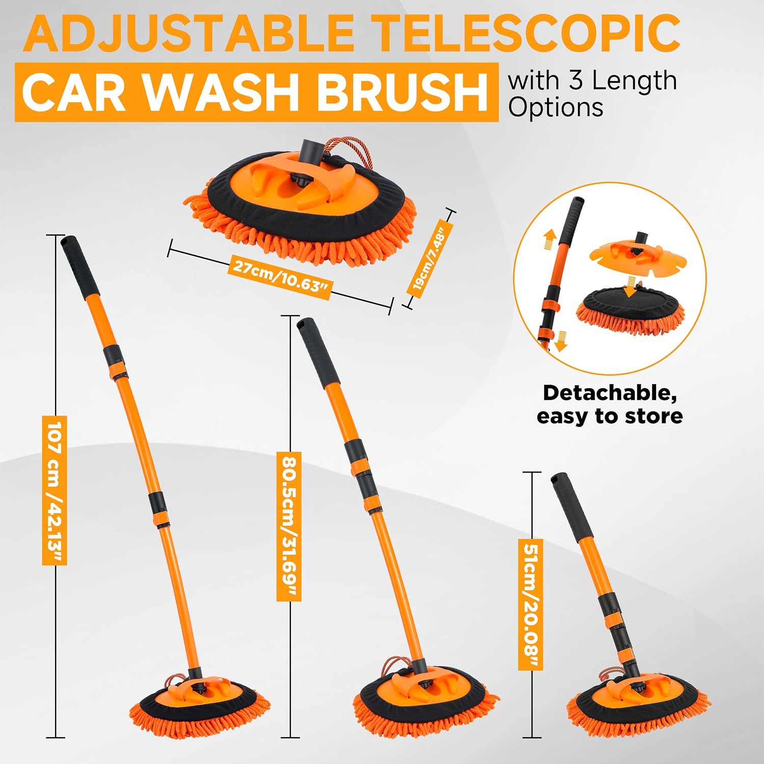 M MINGLE Pressure Washer Foam Cannon Kit, Car Wash Brush with Long Handle