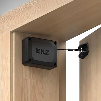 EKZ Retractable Automatic Door Closer Fits Sliding Glass, Screen, Single & Double Doors Strong 3.3 lb Spring Tension, Punch-Free Easy Install for Entry, Bathroom, Bedroom, Study 1 Pack