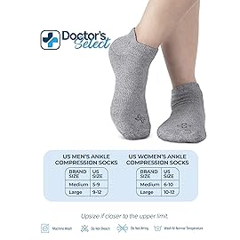 Doctor\'s Select Viscose Bamboo Ankle Diabetic Socks for Women and Men - 6 Pairs | Diabetic Socks for Men 9-12 | Moisture Wicking Mens Diabetic Socks Size 10-13 | Womens Diabetic Socks | Gray