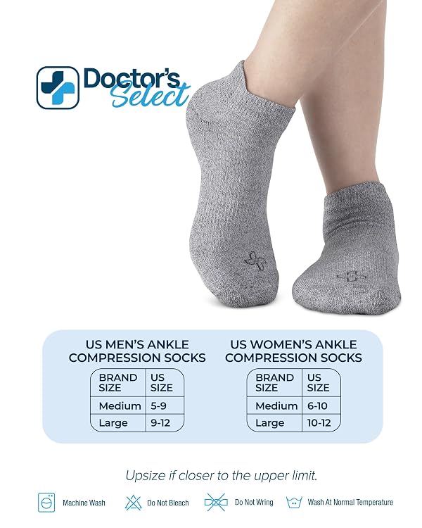 Doctor's Select Viscose Bamboo Ankle Diabetic Socks for Women and Men - 6 Pairs | Diabetic Socks for Men 9-12 | Moisture Wicking | Gray by Doctor's Select - Image 4