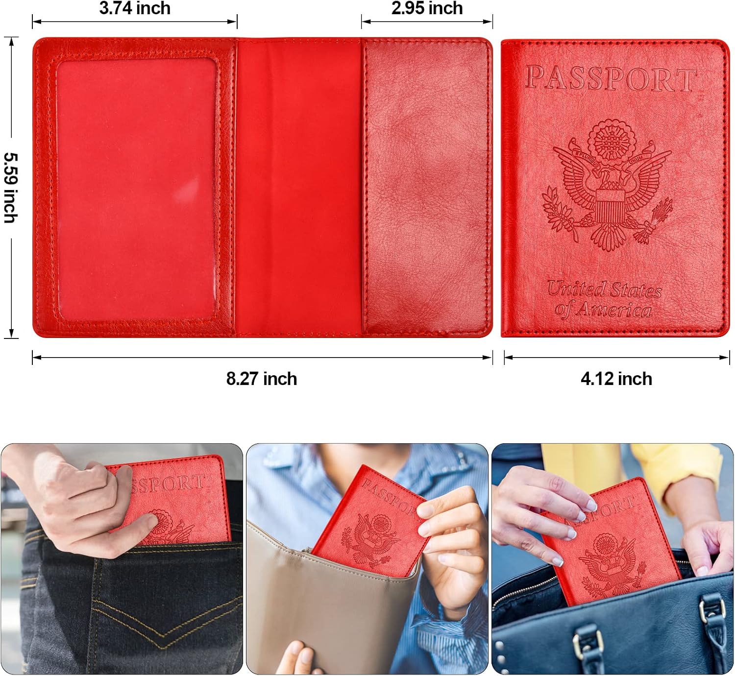 Eoehro Passport Holder for Travel Essentials-2Pack, Passport Wallet Cover Case for Travel Must Haves Accessories,Passport Book Holders for Women and Men image 5