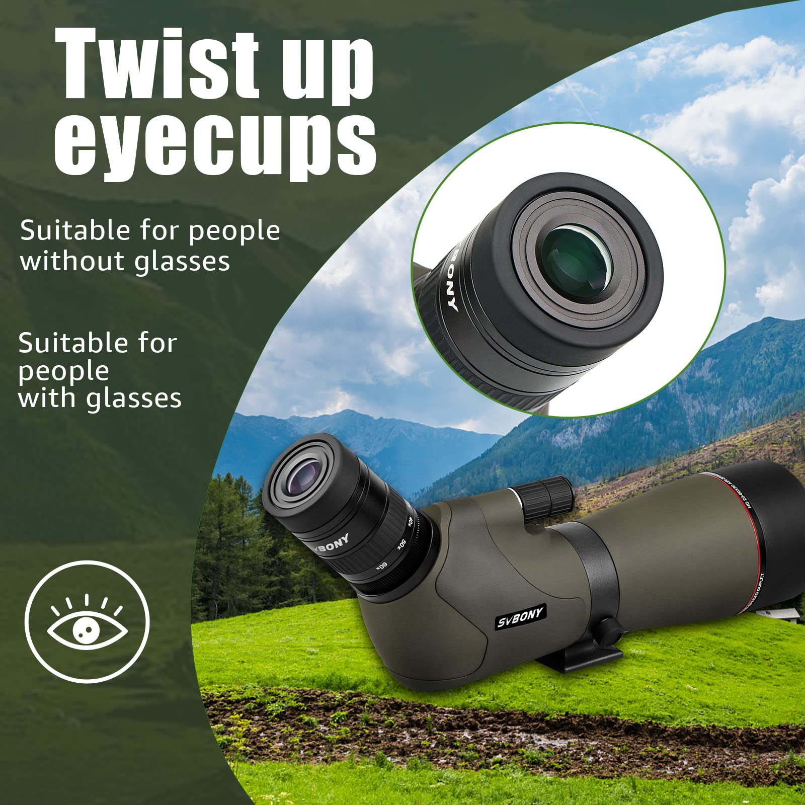 Buy SVBONY SV46 Spotting Scopes, Angled 2060x80 Spotting Scope with