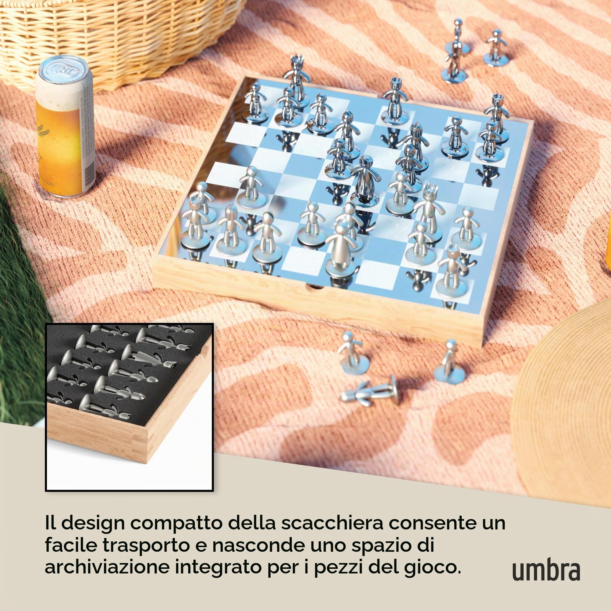 Umbra Buddy Set di scacchi, Zinco, Naturale