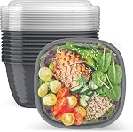 Bentgo Préparation - 1-Compartment Bols avec des lids de Fit personnalisés - Réutilisable, micro-ondes, durable, PFAS & Sans BPA, congélateur et lave-vaisselle Entreposage sécuritaire de la préparation des repas - 10 Bols & 10 Les limons (Graphite)