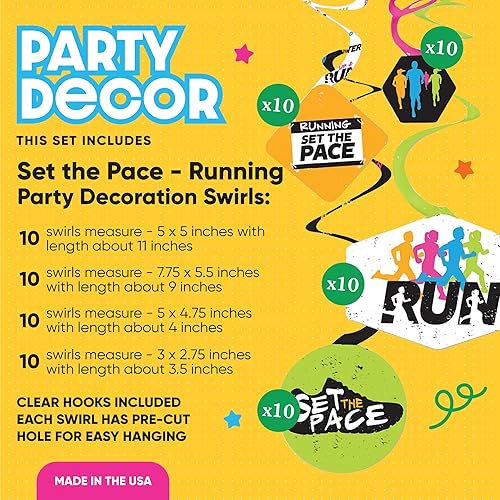 Miniatura 2 de Big Dot of Happiness Set the Pace - Decoraciones para correr - Decoraciones de fiesta - Serpentinas colgantes para fiestas - Pista, Cross Country,