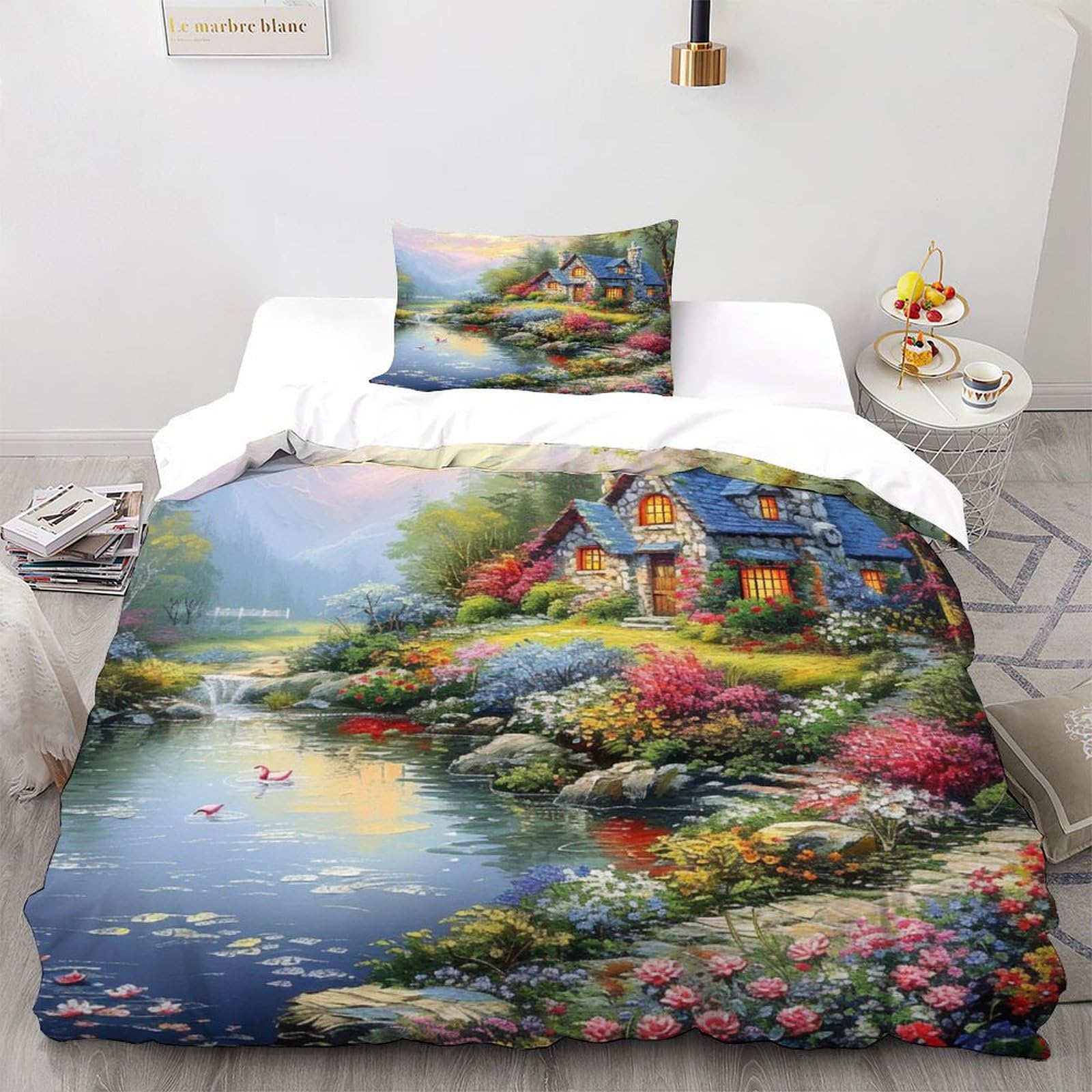 Parure de lit microfibre nature 135x200 cm pour chambre adulte et enfant