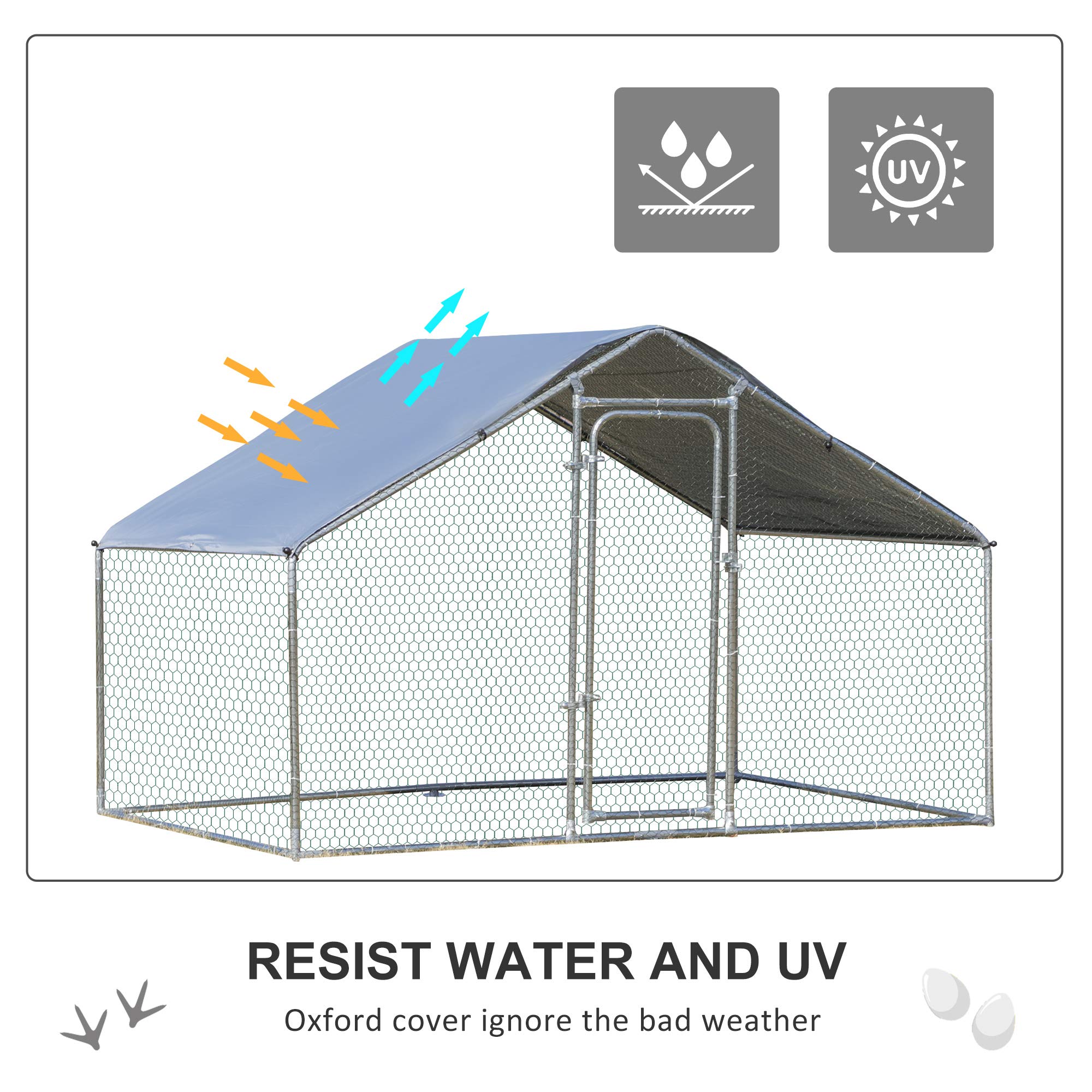 Buy PawHut Galvanized Large Metal Chicken Coop Cage Walkin Enclosure