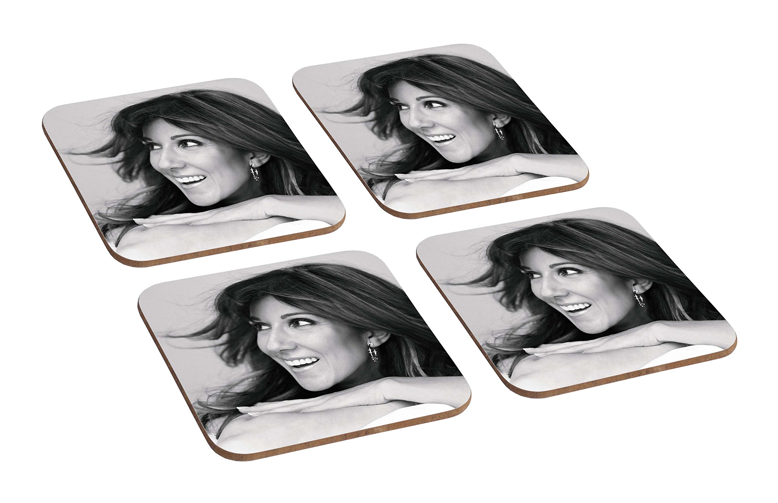 Mugmart Multicolor Celine Dion Awesome 4 Piece Wooden Coaster Set