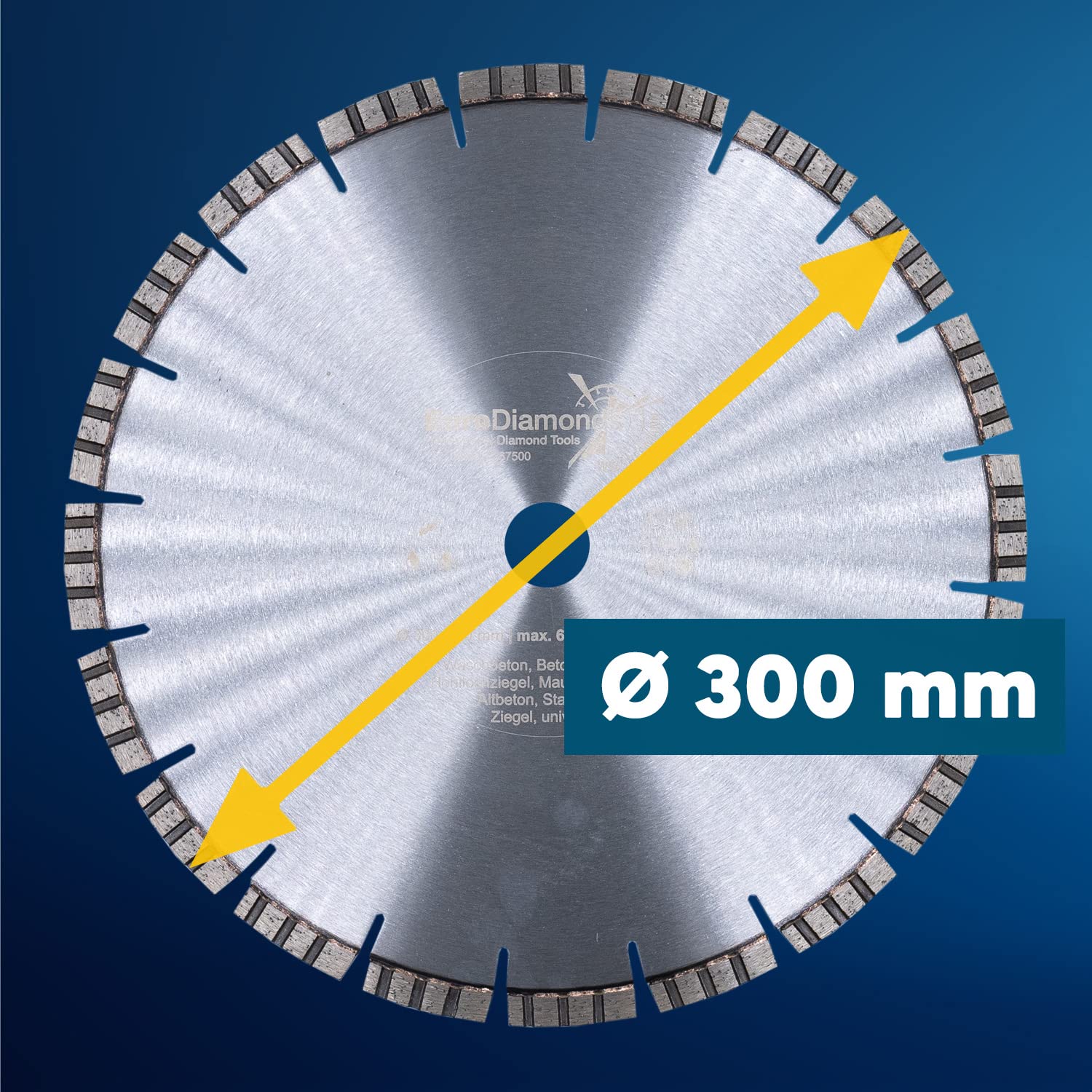EDW Disco de corte de diamante profesional, 300 mm x 25,4 mm, Turbo Supercut, disco de corte de diamante universal para hormigón, hormigón armado, granito, mampostería