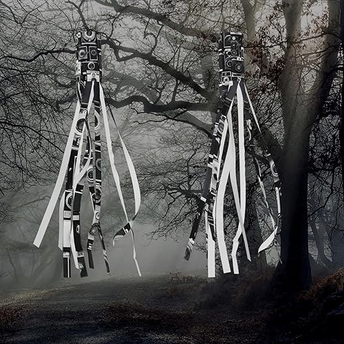 Miniatura 5 de Veleta grande de Halloween de 59 pulgadas de largo, 2 unidades, sin veleta ligera de Navidad para puerta delantera al aire libre, patio, porche,