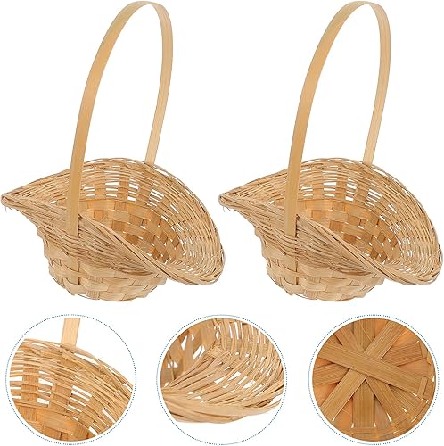 Miniatura 6 de DOITOOL Cesta tejida para alimentos, portátil, para aperitivos, pan, flores, fruta, 2 uds